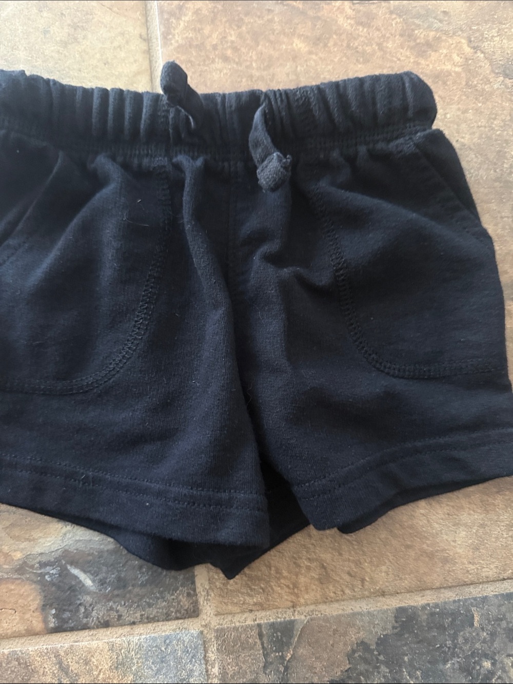 Kids Black Knit Drawstring Shorts
